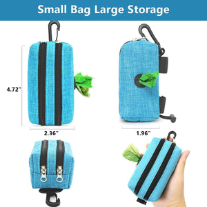 Poop Bag Dispenser for Leash - Poop Bag Holder 2 Zippers - Bag Dispenser for Dogs, Dog Waste Bag Holder Leash Attachment, Durable Fabric Velcro Pet Bag Dispenser Blue, Dog Bag Holder Aqua