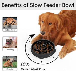 2-Pack Slow Feeder Dog Bowls, 4 Cups, Dog Puzzle Feeder Bowl