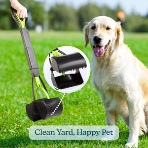 Pooper Scooper - Foldable Cat and Dog Poop Scoop with Ergonomic Handle - Enables One-Handed Use on Concrete, Grass, and Gravel by (Green)