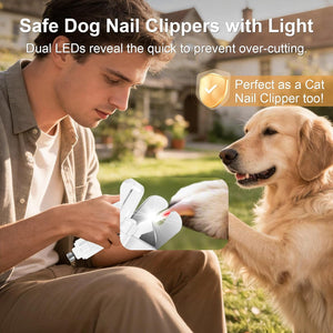 Dog Nail Clippers with Light, 2-In-1 Pet Nail Grinder, USB Rechargeable