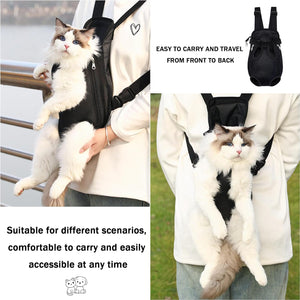 Pet Carrier Backpack, Adjustable Pet Front Carriers for Small Medium Dogs Cats 5-18 Lbs, Legs Out, Dog Cat Carrier Backpack for Hiking,Camping,Traveling,Cycling (Black, Medium(Fit:5-10Lb))