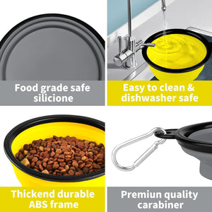 Collapsible Dog Bowl,2 Pack Collapsible Dog Water Bowls for Cats Dogs,Portable Pet Feeding Watering Dish for Walking Parking Traveling with 2 Carabiners