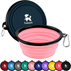 Collapsible Dog Bowl,2 Pack Collapsible Dog Water Bowls for Cats Dogs,Portable Pet Feeding Watering Dish for Walking Parking Traveling with 2 Carabiners