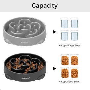 2-Pack Slow Feeder Dog Bowls, 4 Cups, Dog Puzzle Feeder Bowl