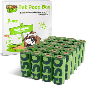 Dog Poop Bags Rolls, Extra Thick Leak Proof Pet Waste Bag, 360 Count Tear Resistant Poop Bags for Dogs for Outdoor Doggie Walking and Cat Litters Cleaning