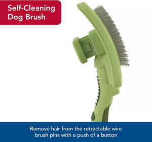 Pet Safari Dog Self-Cleaning Slicker Brush - Dog Deshedding Brush - Prevents Mats and Tangled Hair - for Dogs with Short or Long Hair - Small - 7" X 3.6"