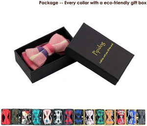 Cat Collar Breakaway with Bell and Bow Tie, Plaid Design Adjustable Safety Kitty Kitten Collars(6.8-10.8In)(Pink Plaid 2)
