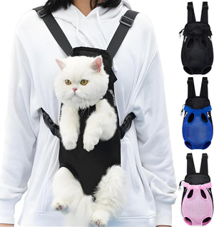 Pet Carrier Backpack, Adjustable Pet Front Carriers for Small Medium Dogs Cats 5-18 Lbs, Legs Out, Dog Cat Carrier Backpack for Hiking,Camping,Traveling,Cycling (Black, Medium(Fit:5-10Lb))