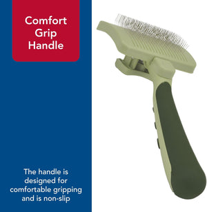 Pet Safari Dog Self-Cleaning Slicker Brush - Dog Deshedding Brush - Prevents Mats and Tangled Hair - for Dogs with Short or Long Hair - Small - 7" X 3.6"