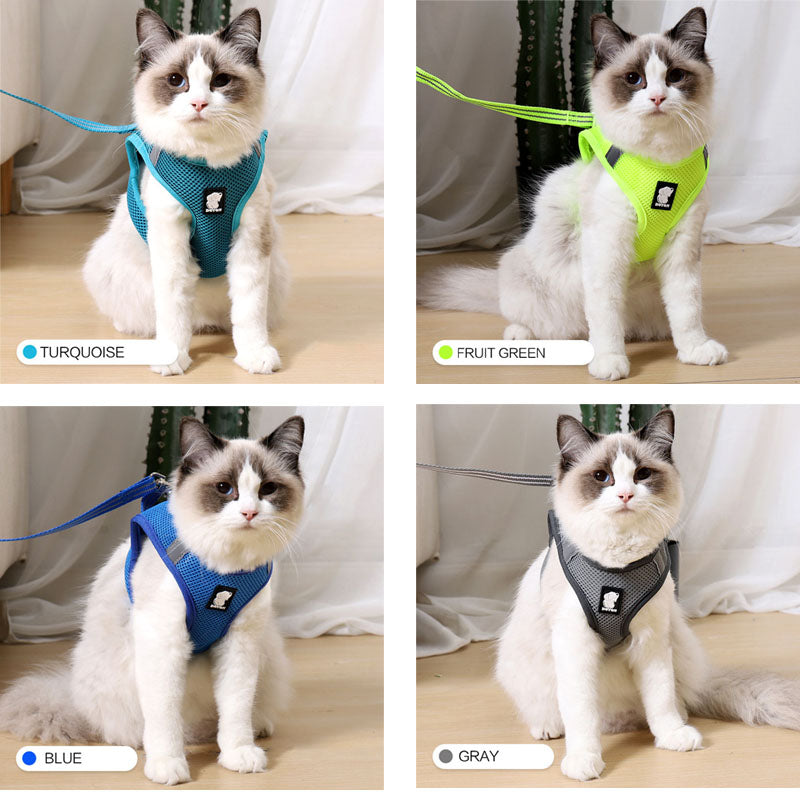 Breathable cat walking harness mesh vest for outdoor walks - product image 3