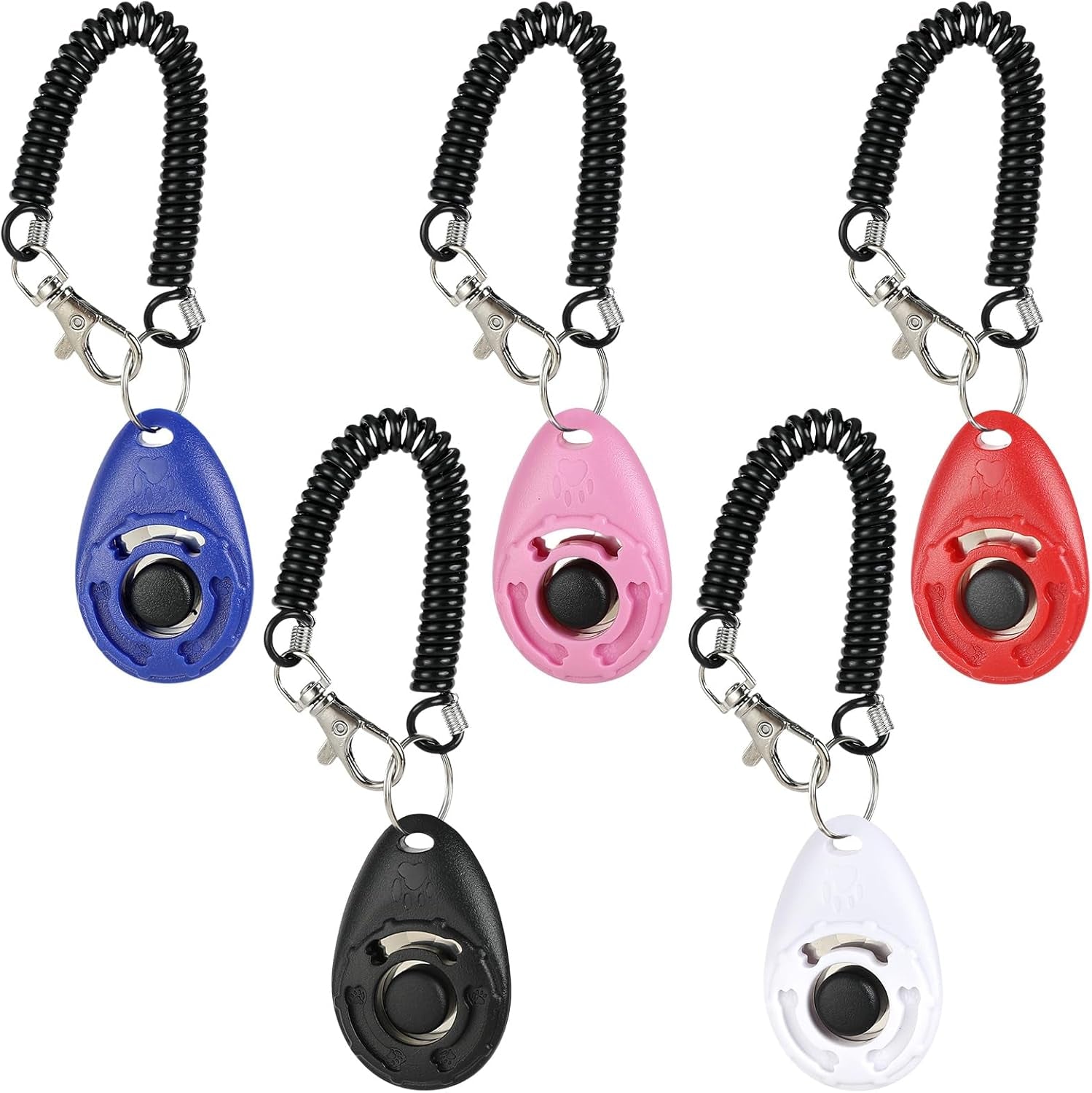 5 Pack Dog Clicker, Pet Training Clicker with Wrist Strap