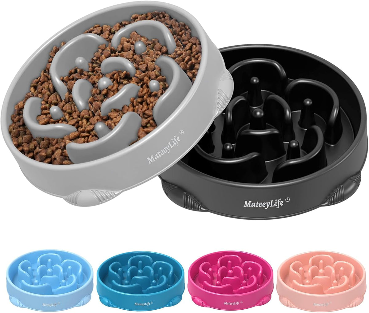 2-Pack Slow Feeder Dog Bowls, 4 Cups, Dog Puzzle Feeder Bowl