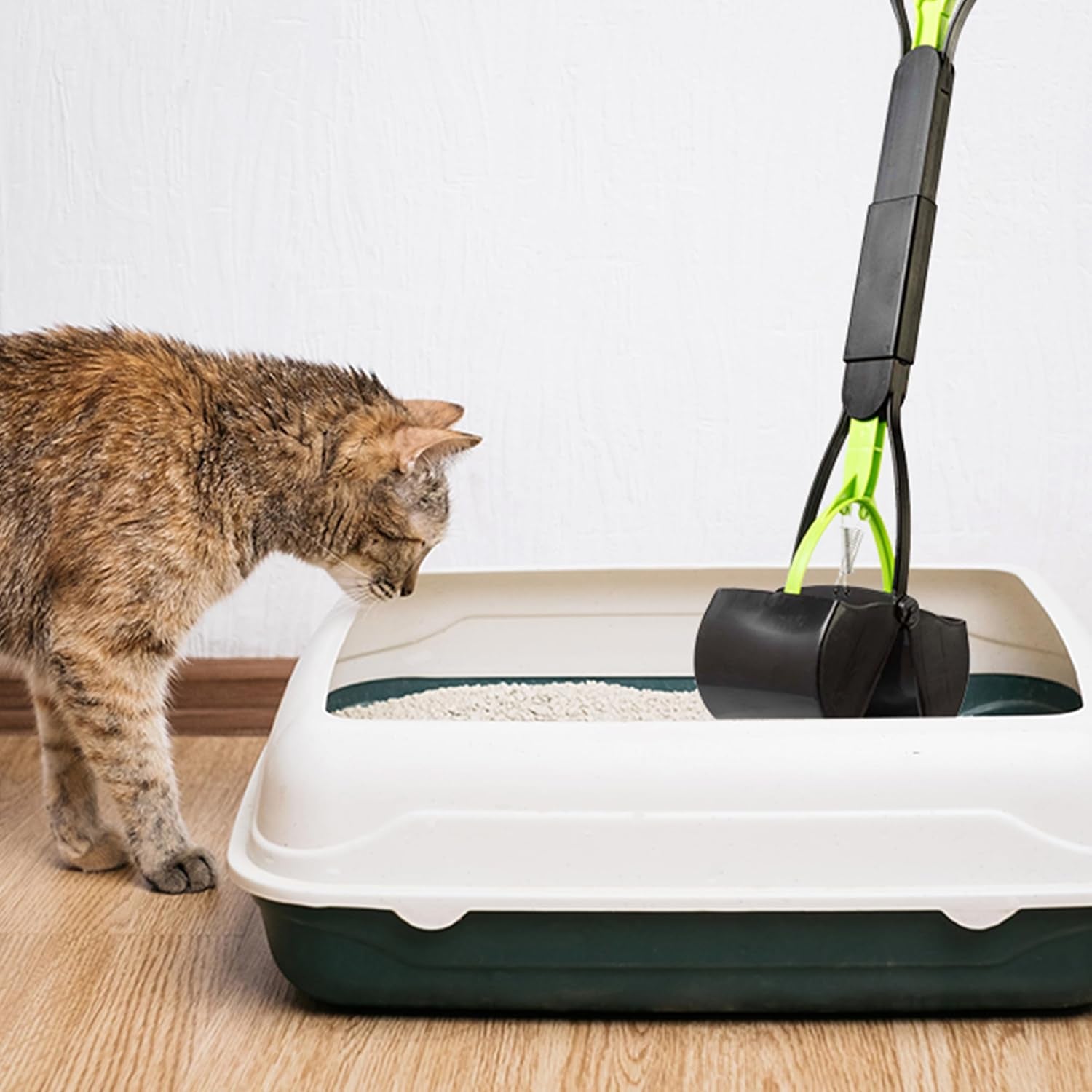Pooper Scooper - Foldable Cat and Dog Poop Scoop with Ergonomic Handle - Enables One-Handed Use on Concrete, Grass, and Gravel by  (Green)