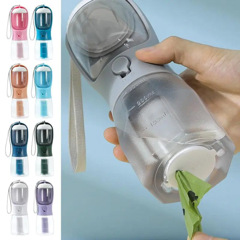 3-in-1 portable dog water bottle with food and waste bag storage - product image 9