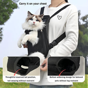 Pet Carrier Backpack, Adjustable Pet Front Carriers for Small Medium Dogs Cats 5-18 Lbs, Legs Out, Dog Cat Carrier Backpack for Hiking,Camping,Traveling,Cycling (Black, Medium（Fit:5-10Lb）)
