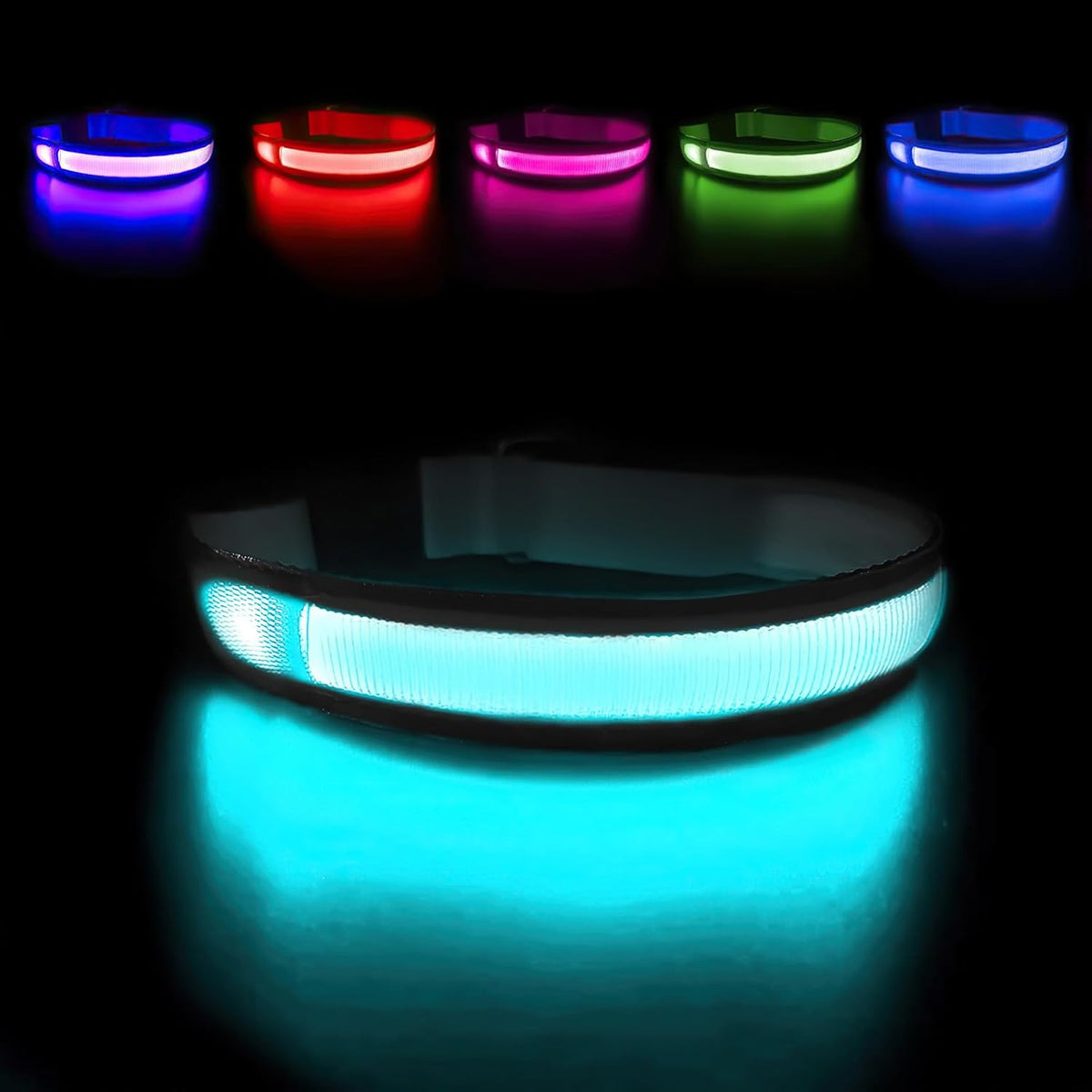 Light up Dog Collars - LED Dog Collar Rechargeable Lighted Dog Collars for Night Resistant-Water Glow Dog Collar