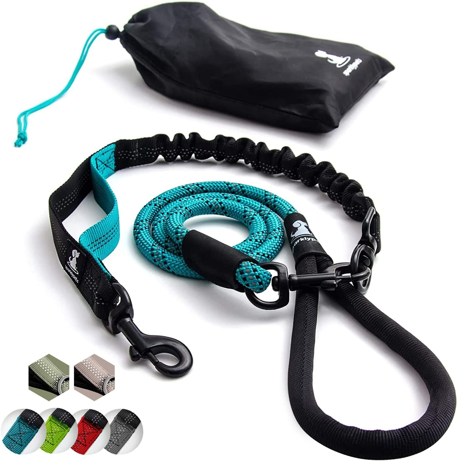 Heavy Duty Bungee Rope Leash (Teal, 5.5 Ft Bungee Leash)