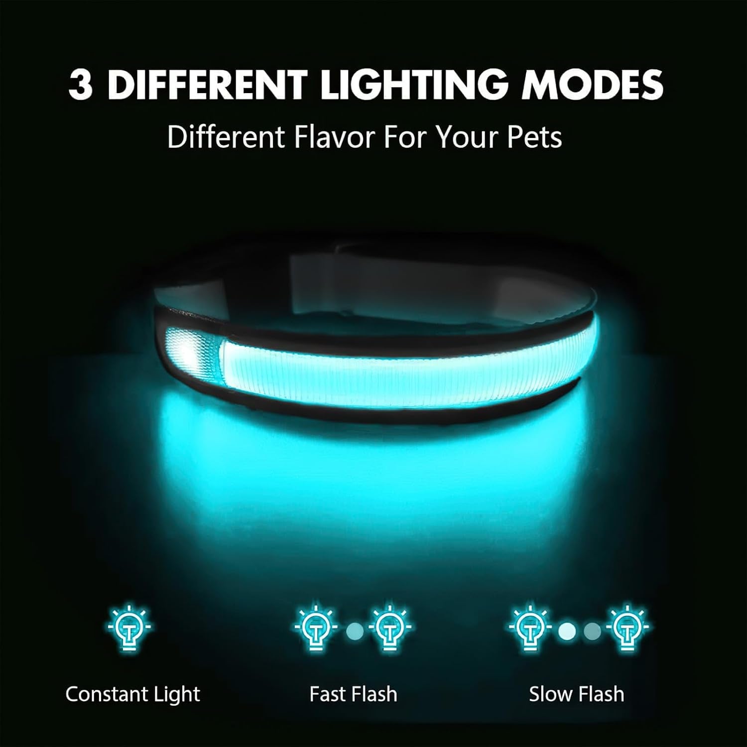 Light up Dog Collars - LED Dog Collar Rechargeable Lighted Dog Collars for Night Resistant-Water Glow Dog Collar