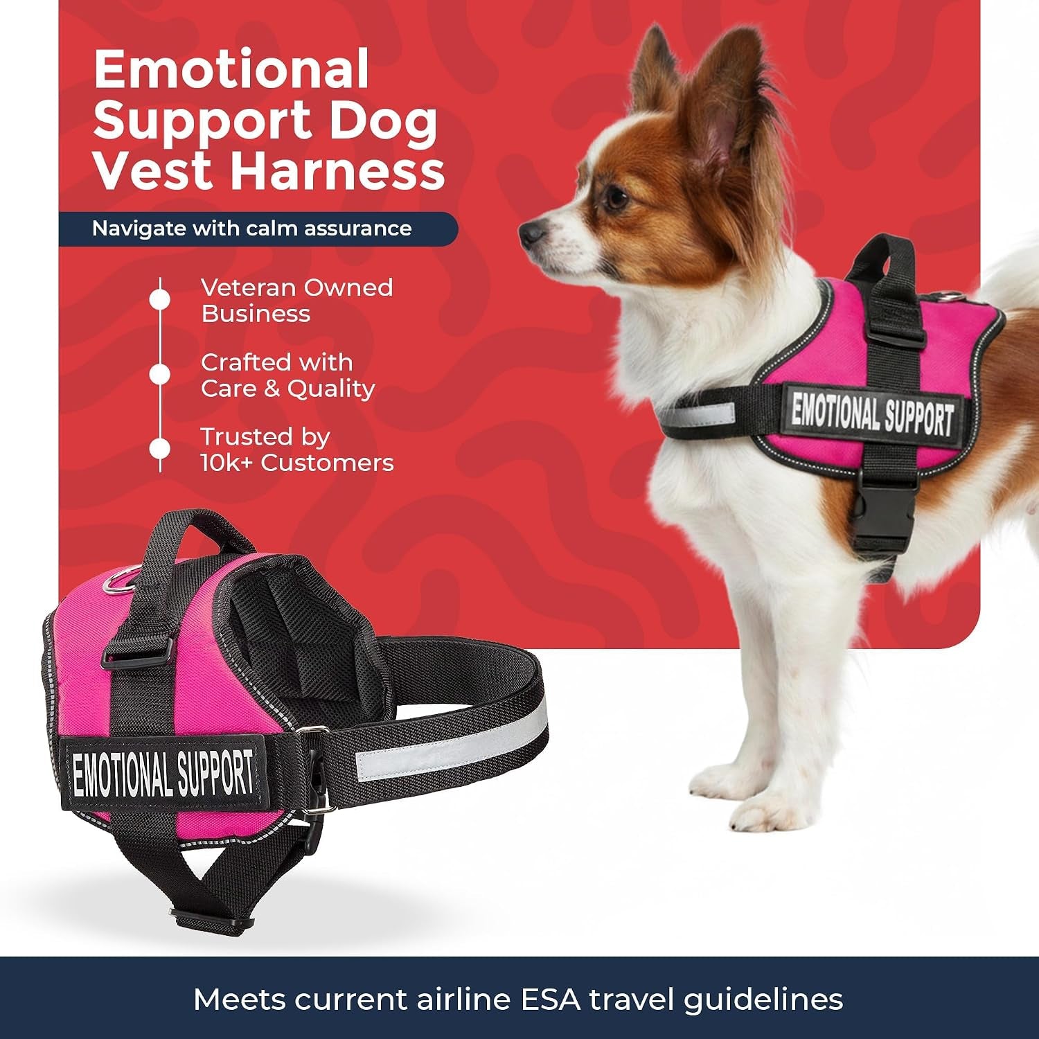 Emotional Support Vest Harness, XXS 13.5-17 In, Pink
