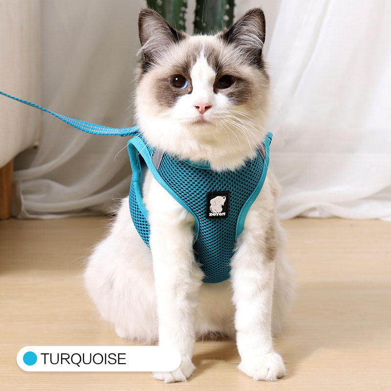 Breathable cat walking harness mesh vest for outdoor walks - product image 6