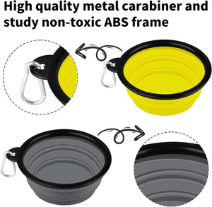 Collapsible Dog Bowl,2 Pack Collapsible Dog Water Bowls for Cats Dogs,Portable Pet Feeding Watering Dish for Walking Parking Traveling with 2 Carabiners