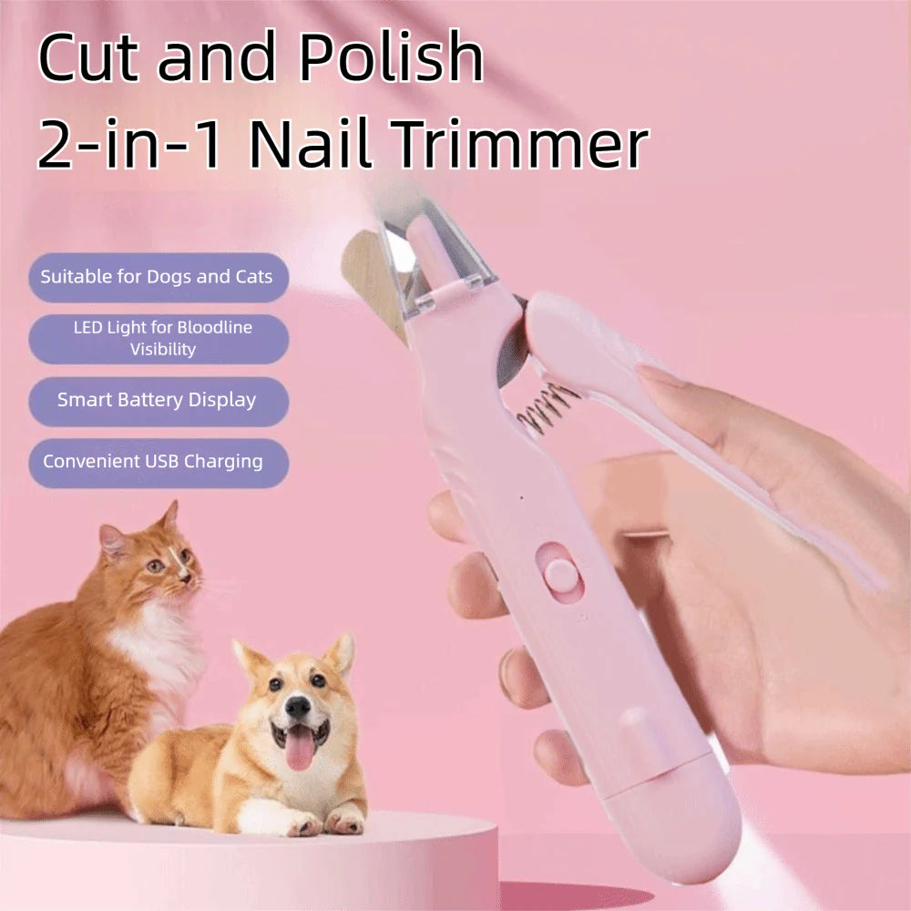 2-in-1 LED pet nail clipper and grinder for dogs and cats