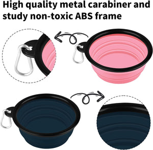Collapsible Dog Bowl,2 Pack Collapsible Dog Water Bowls for Cats Dogs,Portable Pet Feeding Watering Dish for Walking Parking Traveling with 2 Carabiners