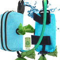 Poop Bag Dispenser for Leash - Poop Bag Holder 2 Zippers - Bag Dispenser for Dogs, Dog Waste Bag Holder Leash Attachment, Durable Fabric Velcro Pet Bag Dispenser Blue, Dog Bag Holder Aqua