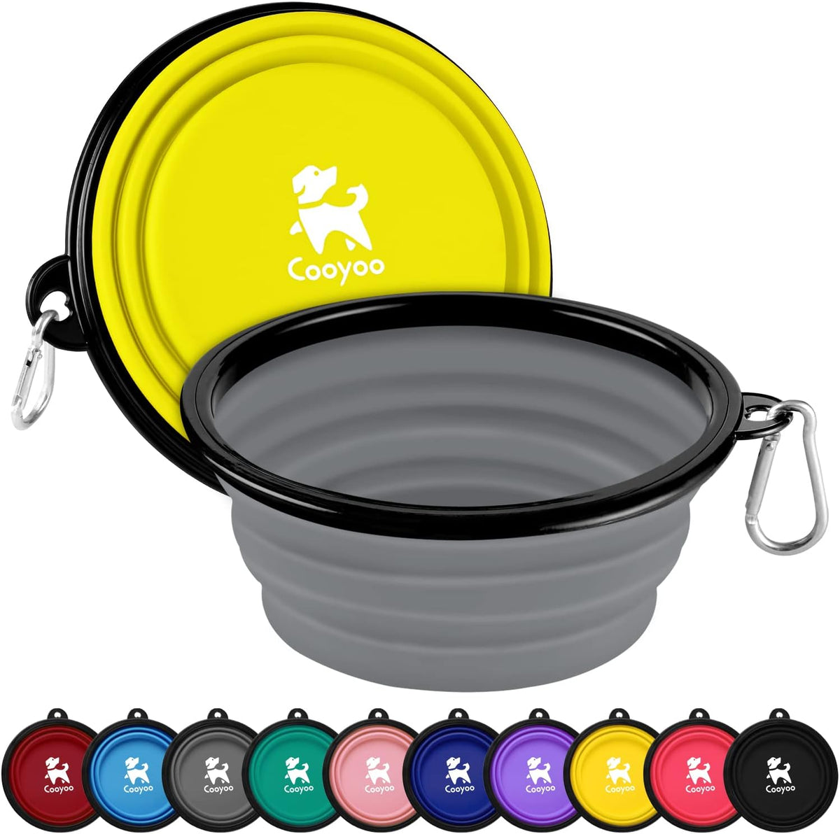 Collapsible Dog Bowl,2 Pack Collapsible Dog Water Bowls for Cats Dogs,Portable Pet Feeding Watering Dish for Walking Parking Traveling with 2 Carabiners