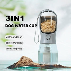 3-in-1 portable dog water bottle with food and waste bag storage - product image 3