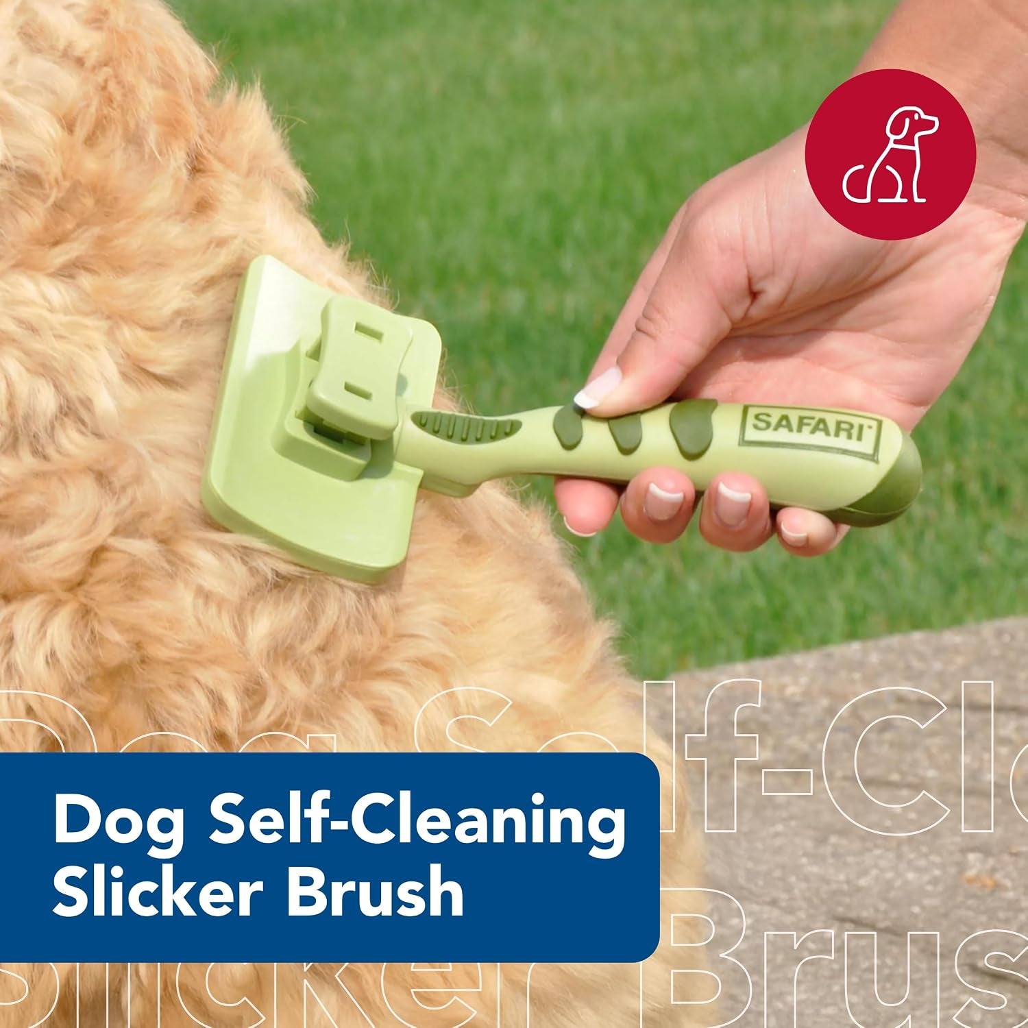 Pet Safari Dog Self-Cleaning Slicker Brush - Dog Deshedding Brush - Prevents Mats and Tangled Hair - for Dogs with Short or Long Hair - Small - 7" X 3.6"