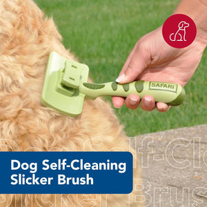 Pet Safari Dog Self-Cleaning Slicker Brush - Dog Deshedding Brush - Prevents Mats and Tangled Hair - for Dogs with Short or Long Hair - Small - 7" X 3.6"