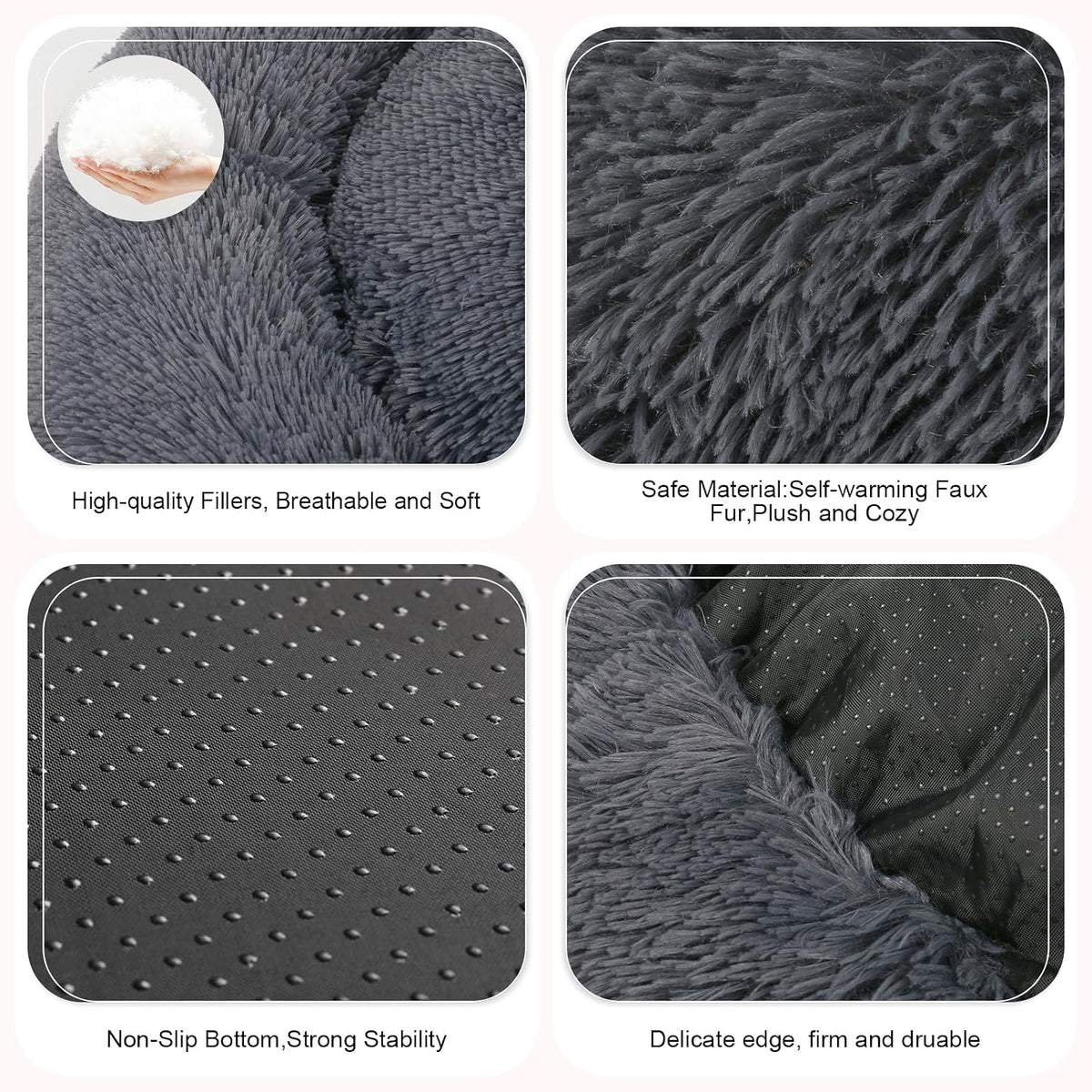 Dog Bed, Cat Calming Bed, Faux Fur Pillow Pet Donut Cuddler round Plush Bed for Large Medium Small Dogs and Cats