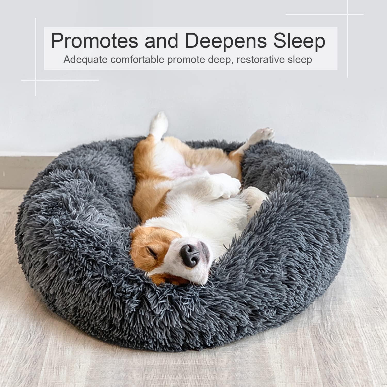 Dog Bed, Cat Calming Bed, Faux Fur Pillow Pet Donut Cuddler round Plush Bed for Large Medium Small Dogs and Cats
