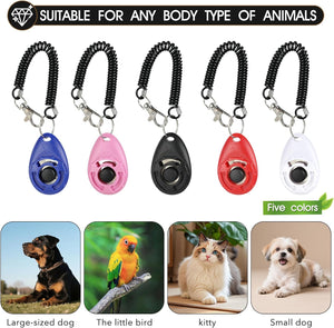 5 Pack Dog Clicker, Pet Training Clicker with Wrist Strap