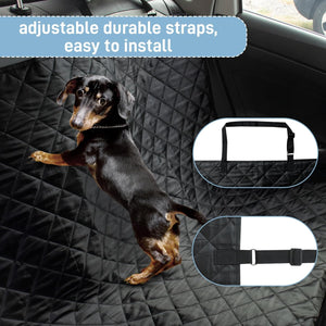Dog Car Seat Cover for Back Seat, Large Universal Fit Bench Car Seat Cover, Waterproof Dog Hammock for Car with Adjustable Straps, Durable Seat Protector for Cars, Trucks & Suvs, Black