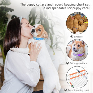 Puppy Litter Collars, Super Soft Nylon Adjustable Whelping ID Bands, Camouflage Assorted Colors Identification Set of 12 (S)