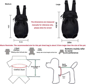 Pet Carrier Backpack, Adjustable Pet Front Carriers for Small Medium Dogs Cats 5-18 Lbs, Legs Out, Dog Cat Carrier Backpack for Hiking,Camping,Traveling,Cycling (Black, Medium（Fit:5-10Lb）)