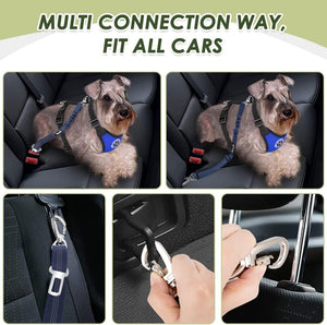 Dog Car Harness Seat Belt, Harness & Seatbelt with 2 in 1 Buckle